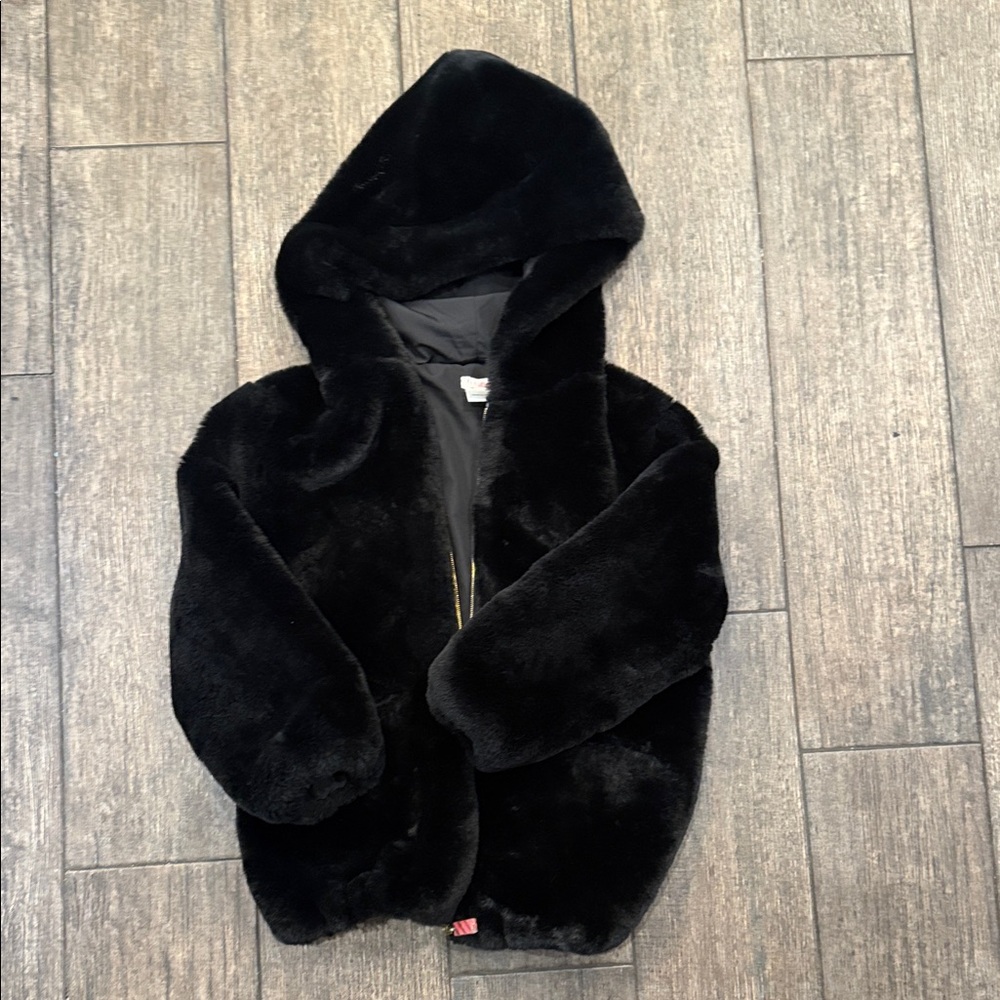 Black Faux Fur Hooded Jacket